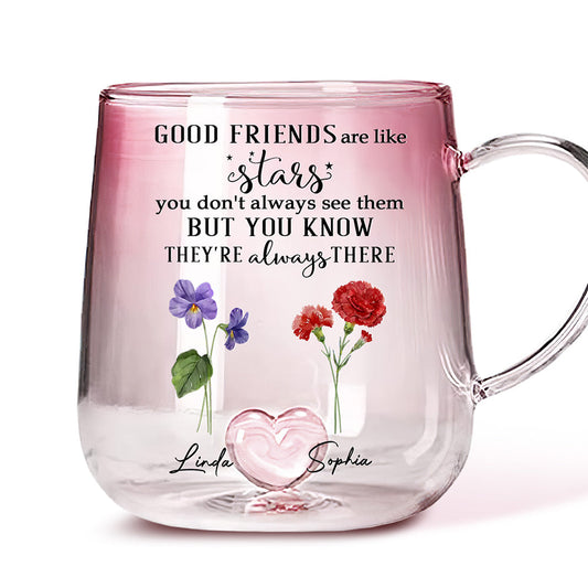 Friends Like Stars - Personalized Custom Pink Gradient Glass Mug
