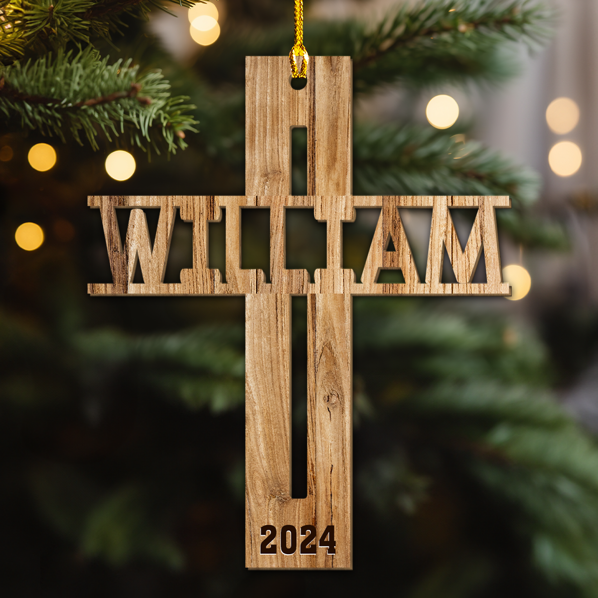 The Cross - Personalized Custom Wood Ornament