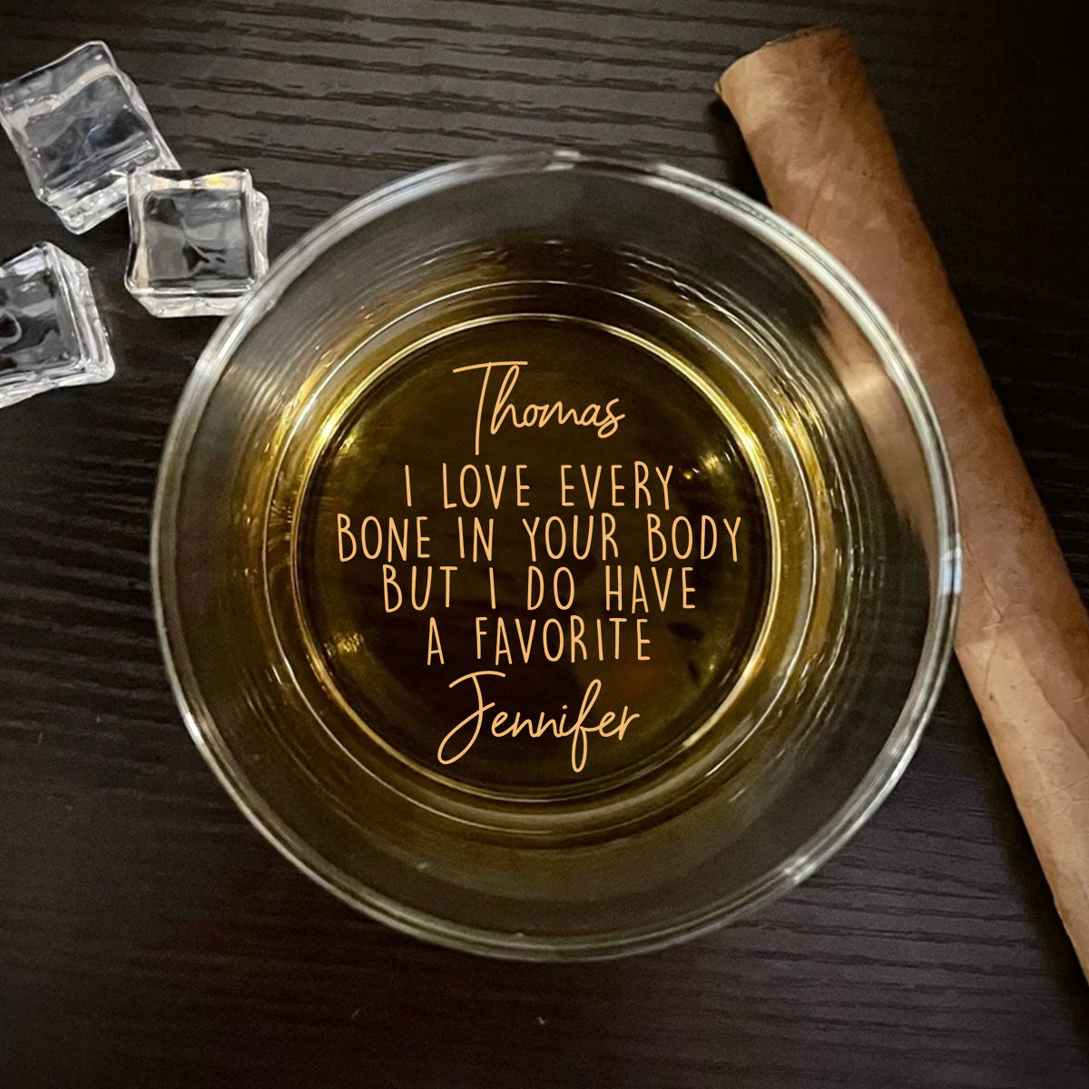 Love You To The Bone - Personalized Custom Engraved Whiskey Glass