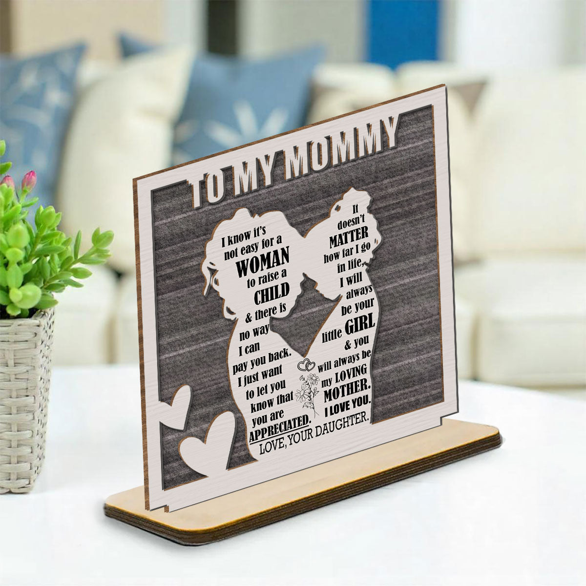 Forever Grateful to Mother - Personalized Custom 2-Layer Wood Plaque With Flat Base