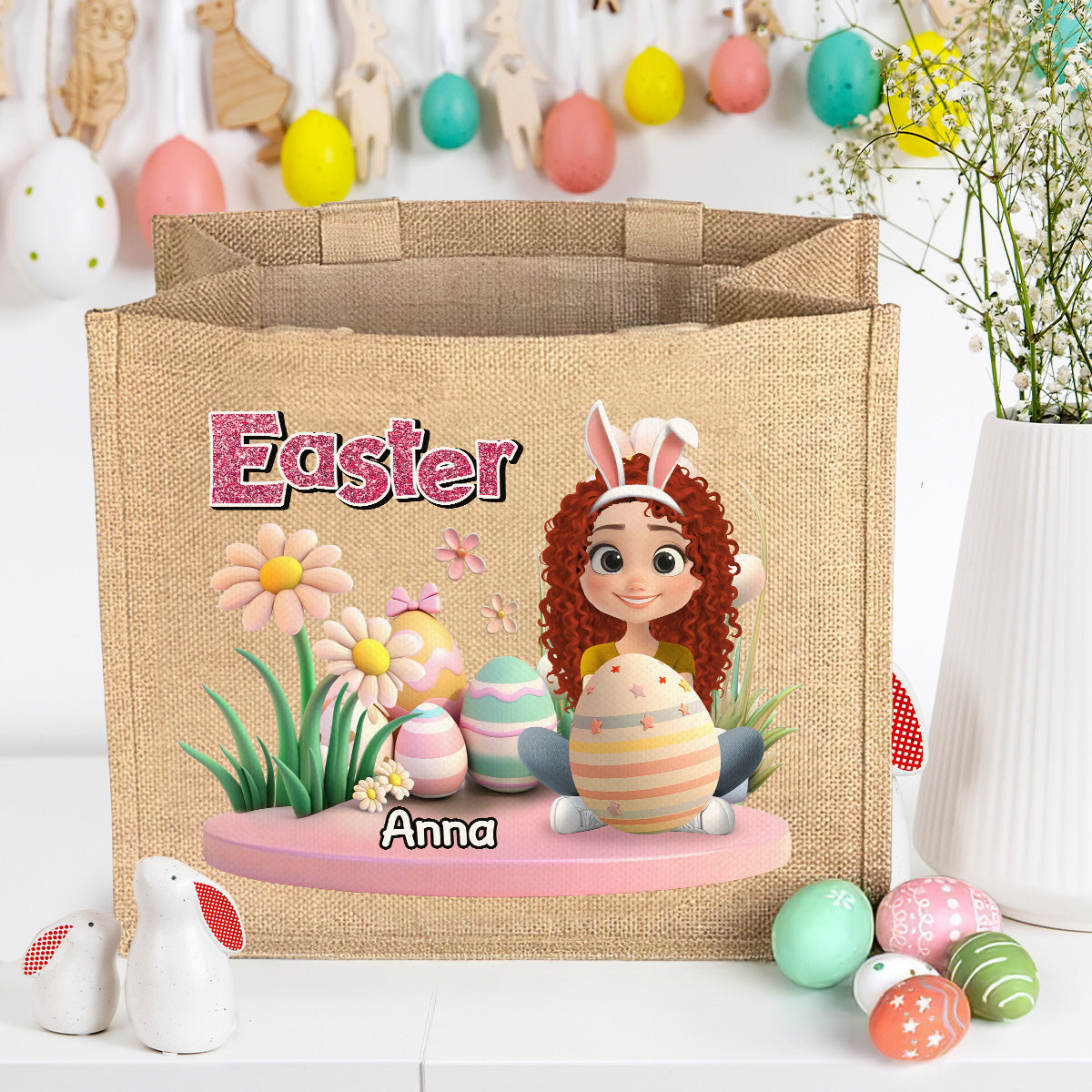 Easter Day For Kid - Personalized Custom Jute Tote Bag