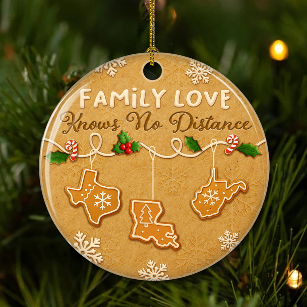 Family Love Know No Distance Cookies Style - Personalized Custom 3D Effect Ceramic Ornament