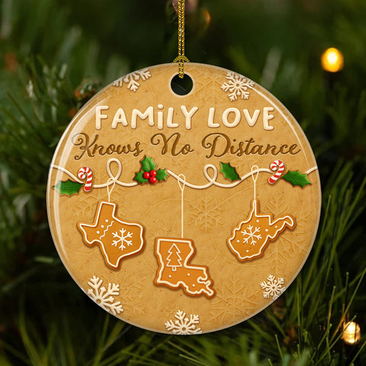 Family Love Know No Distance Cookies Style - Personalized Custom 3D Effect Ceramic Ornament