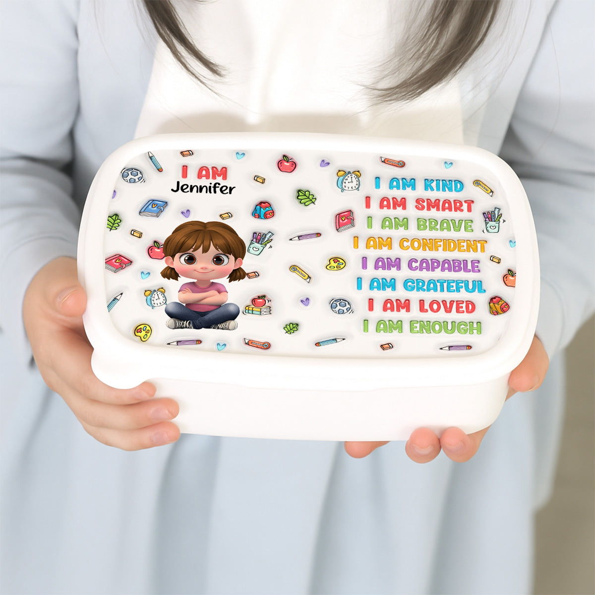 Kind Smart Loved Cartoonize - Personalized Custom Lunch Box