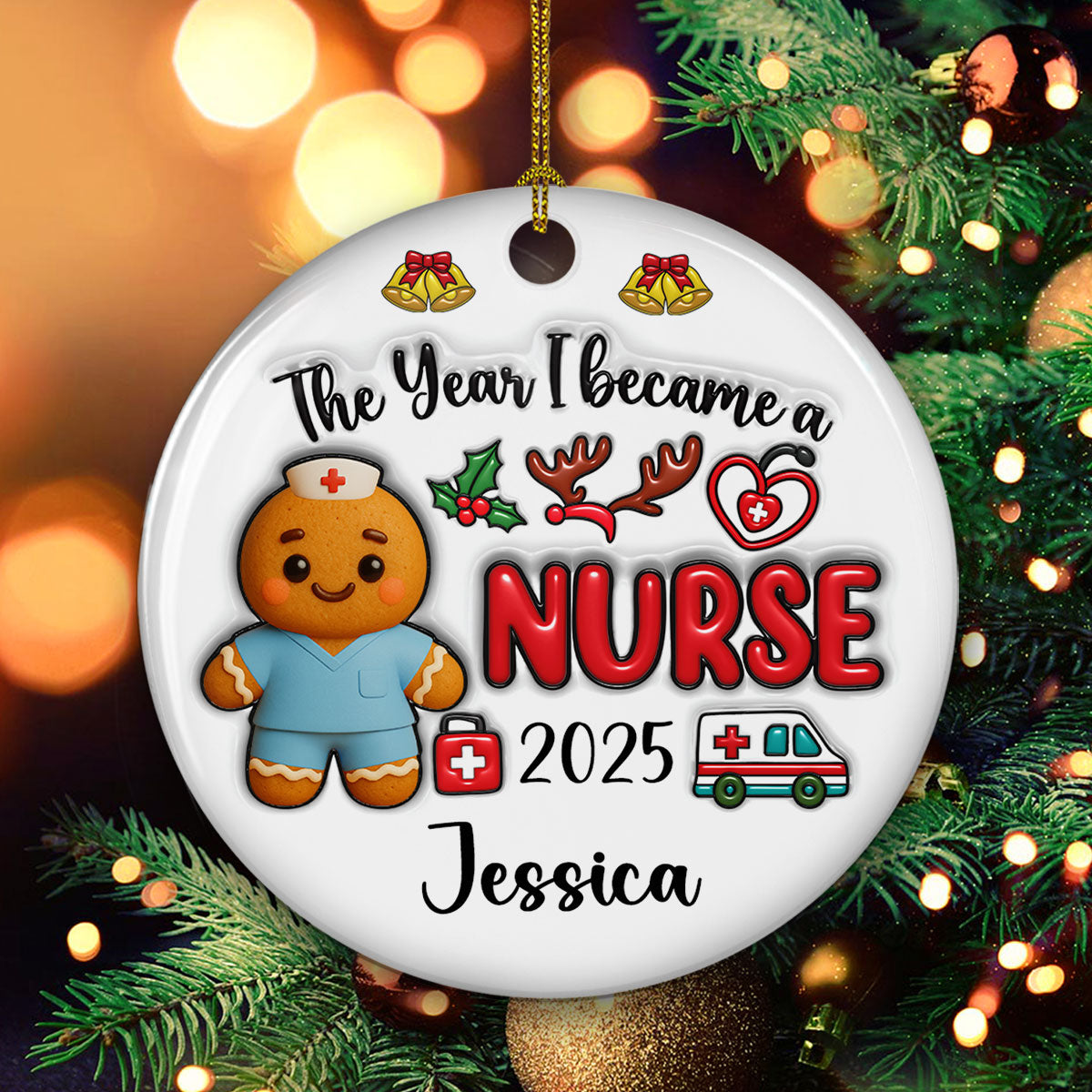 The Year I Became A Nurse - Personalized Custom 3D Inflated Effect Ceramic Ornament
