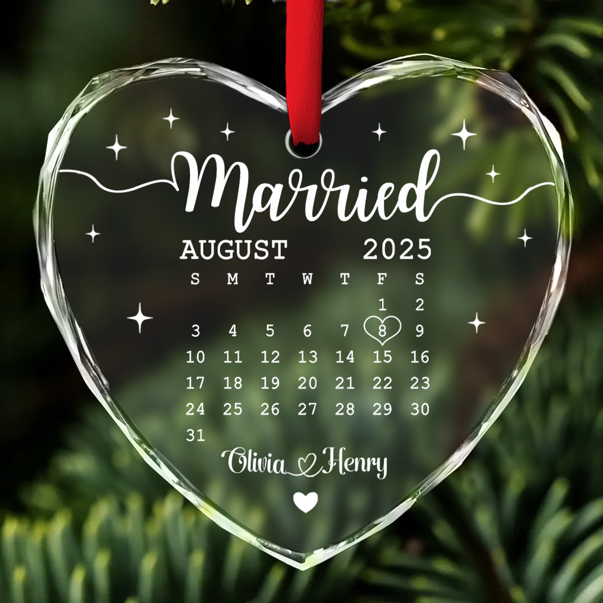 Married - Personalized Custom Glass Ornament