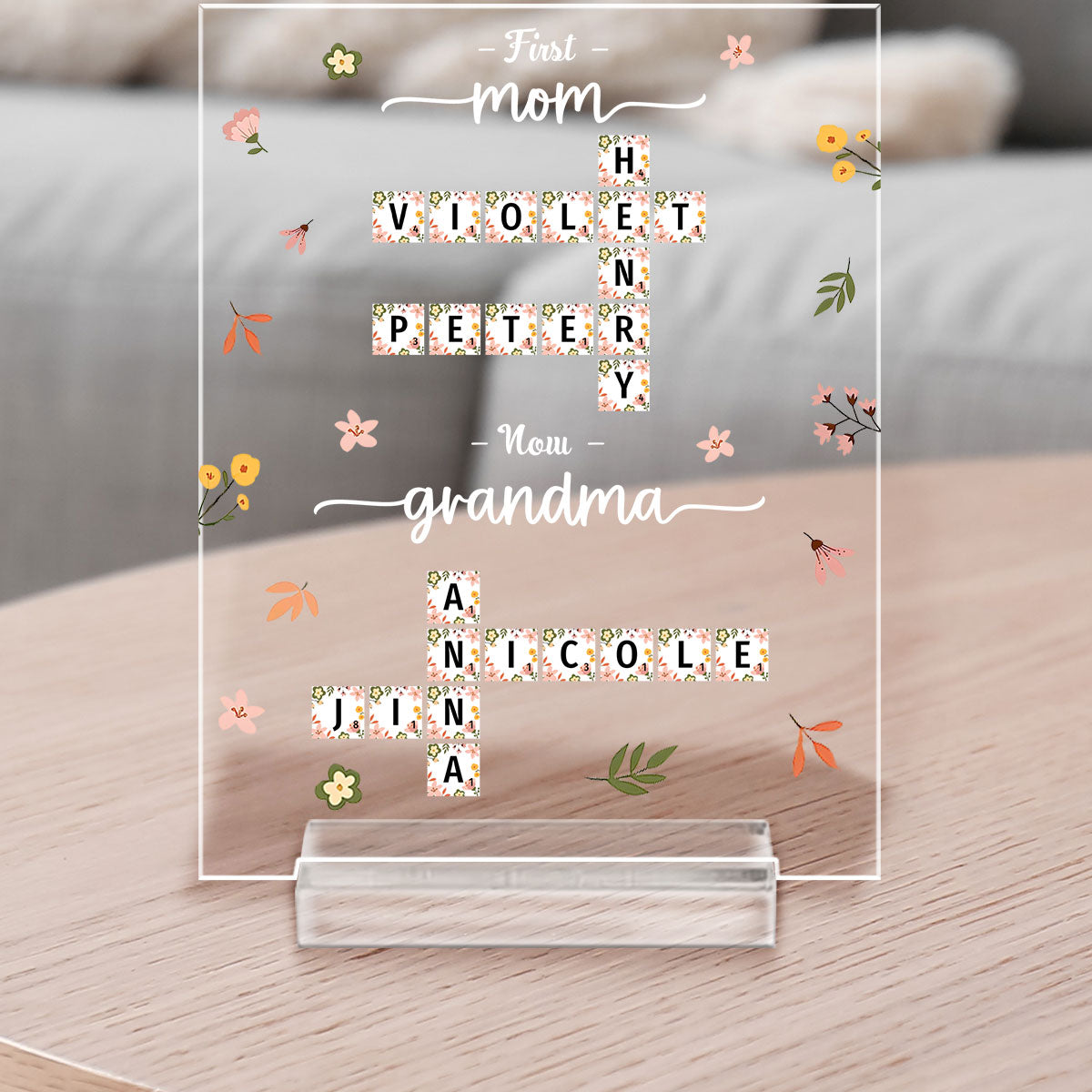 Crosswork First Mom Now Grandma - Personalized Custom Acrylic Plaque With Base