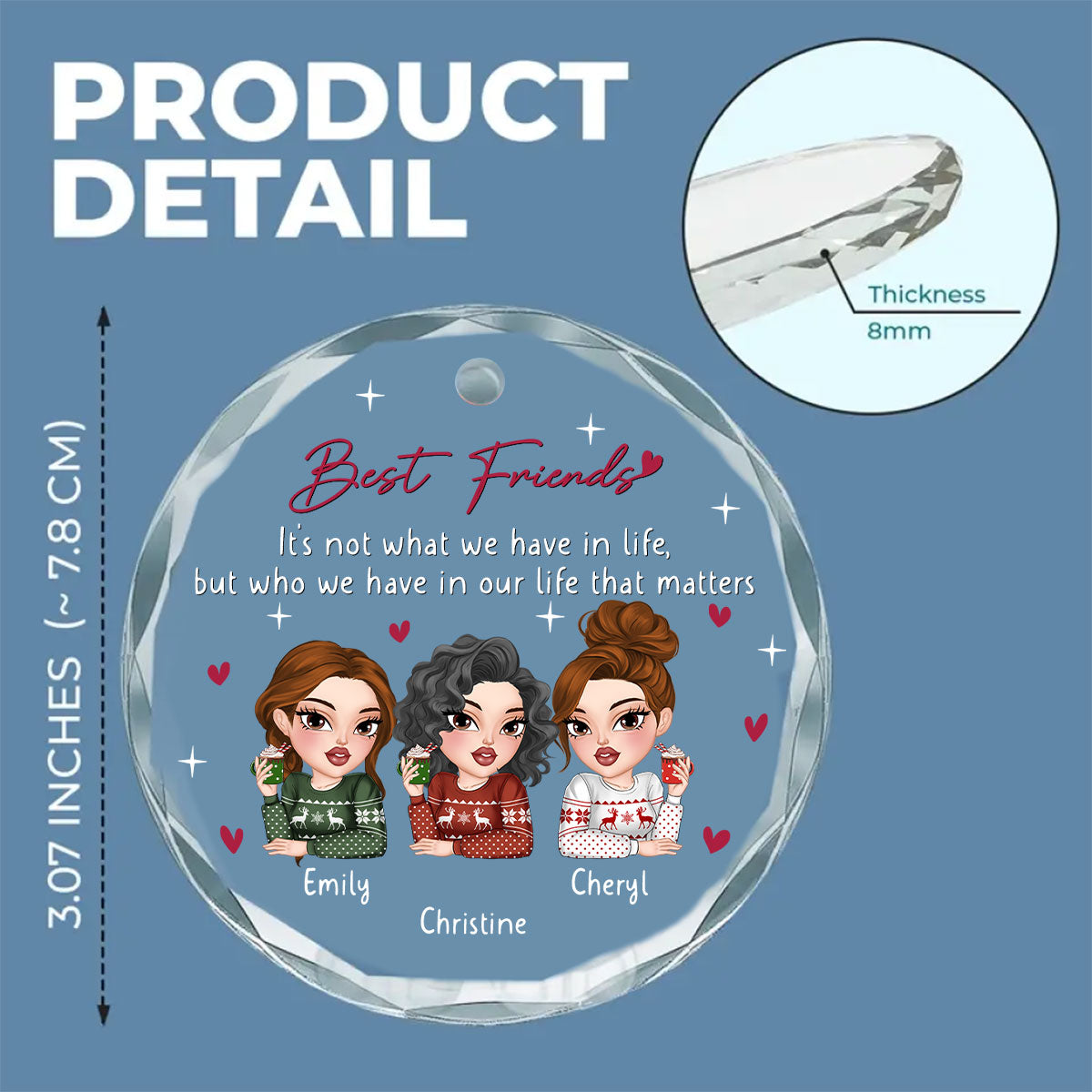 Best Friends In Our Life - Personalized Custom Glass Ornament