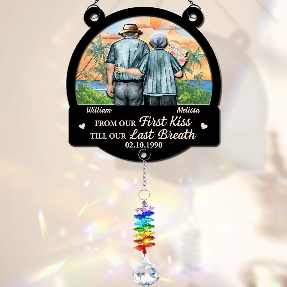 From Our First Kiss - Personalized Custom Suncatcher With Crystal Rainbow Charm