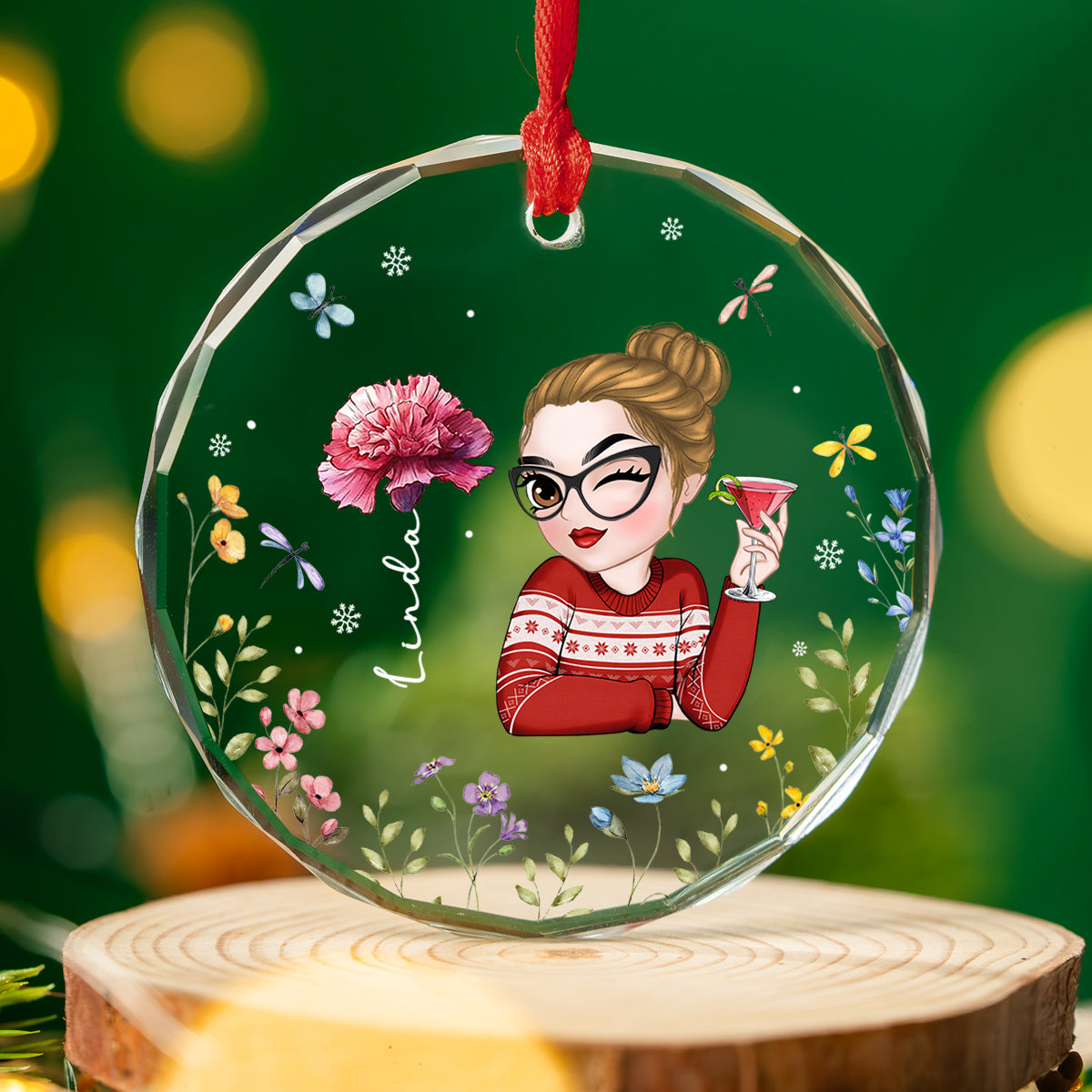 Flowers Are Loves Truest Language - Personalized Custom Glass Ornament