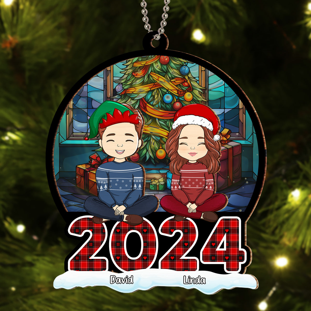 Christmas Is A Time For Family - Personalized Custom Suncatcher Ornament