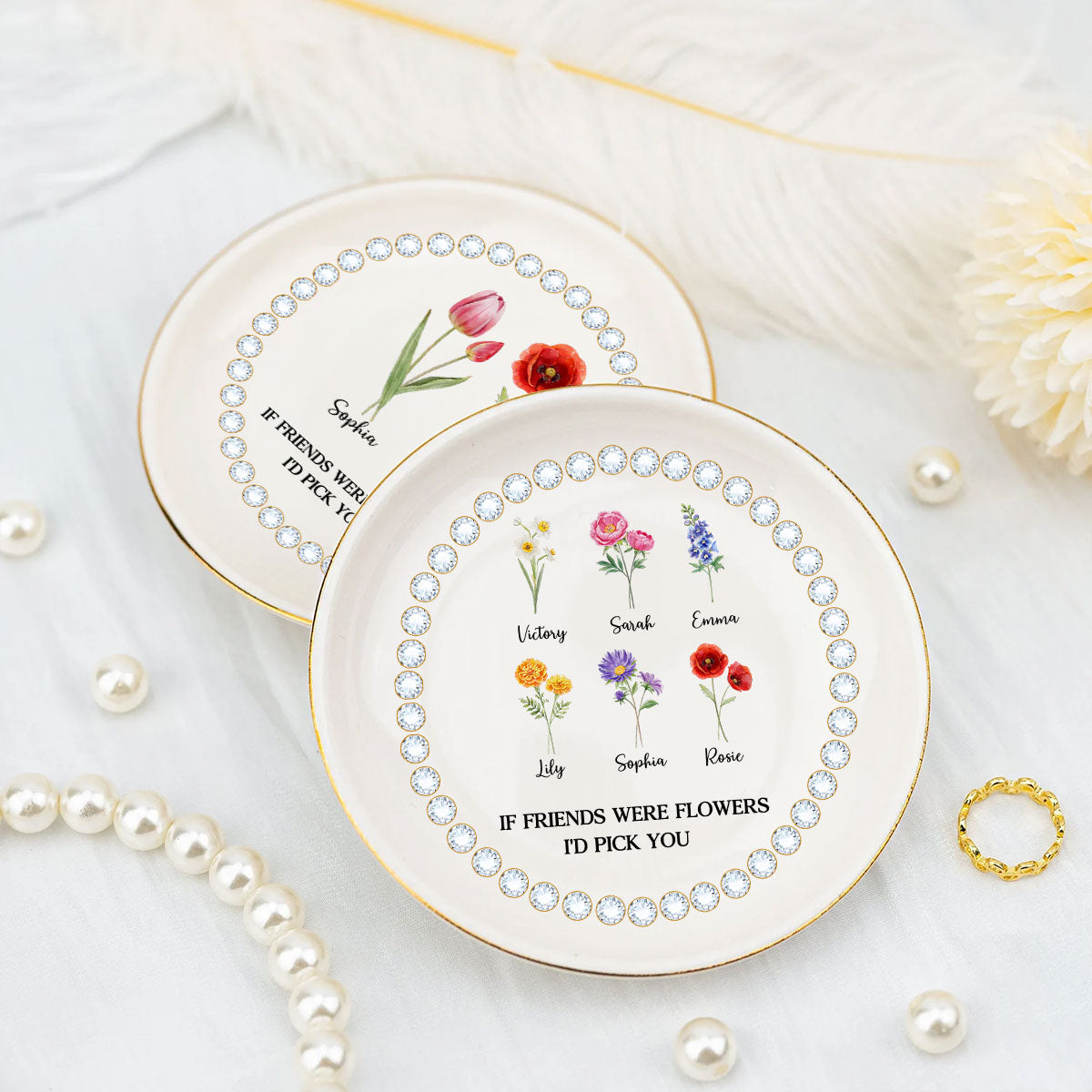 If Friends Were Flowers - Personalized Custom Jewelry Dish