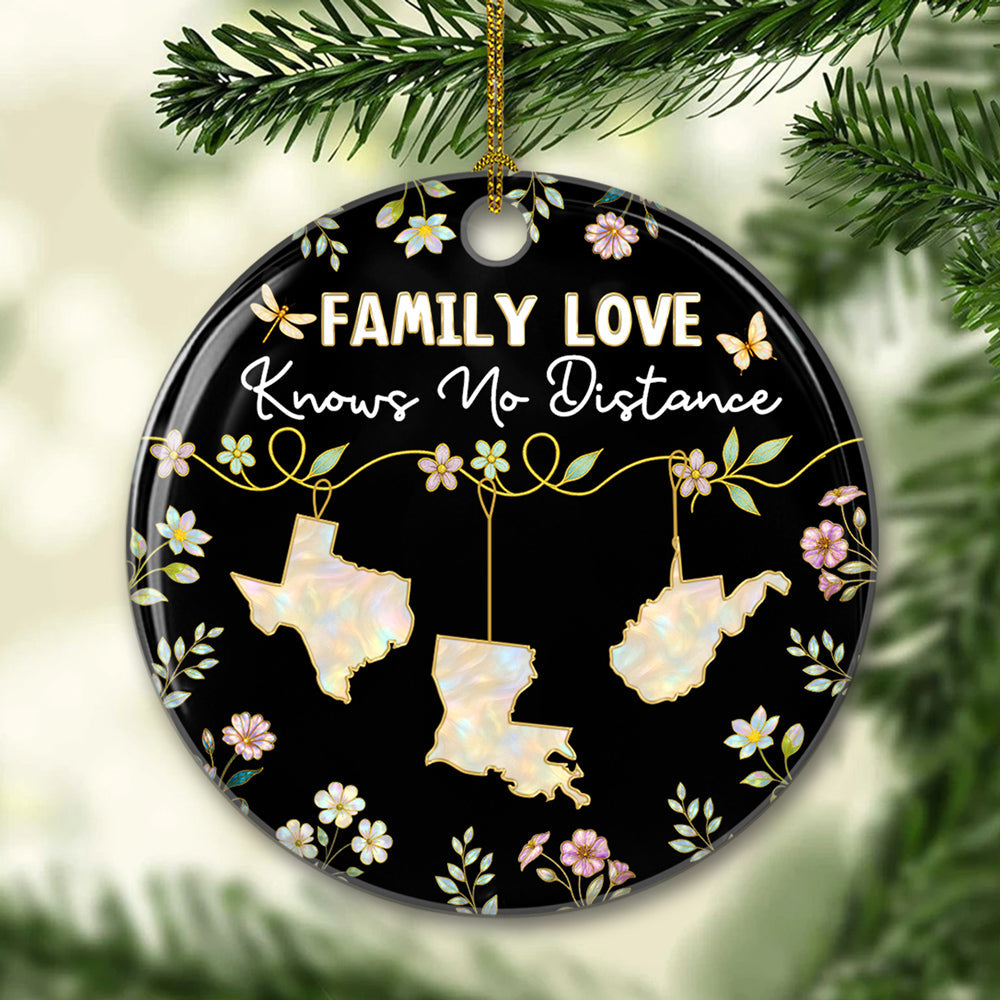 Family Love Knows No Distance Mother Of Pearl 2 - Personalized Custom Ceramic Ornament