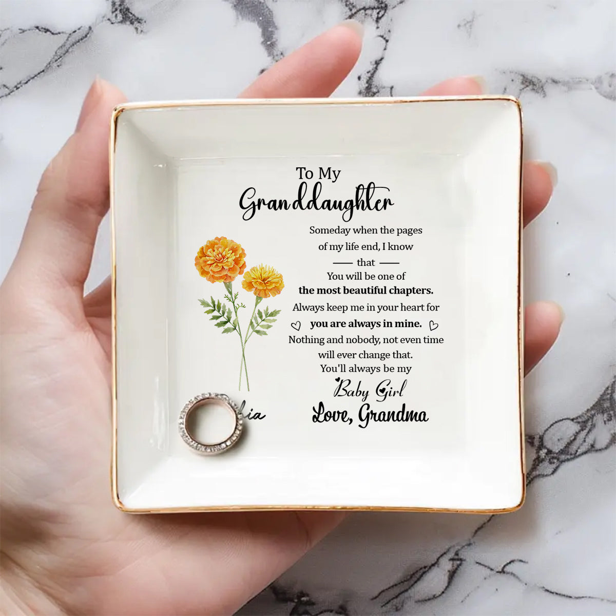 The Love From Grandma Will Never Fade - Personalized Custom Jewelry Dish