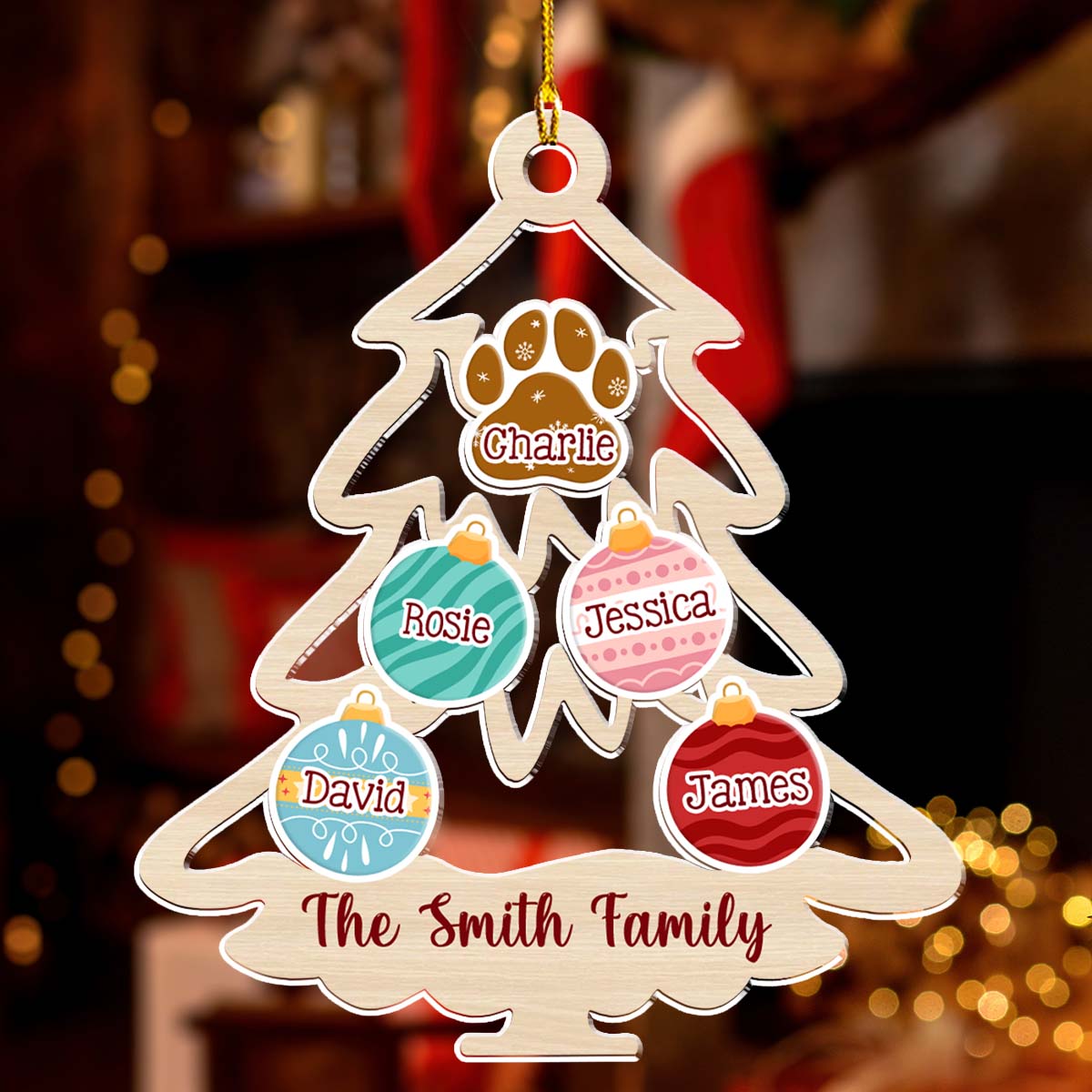 Family Tree Merry Christmas  - Personalized Custom Acrylic Ornament