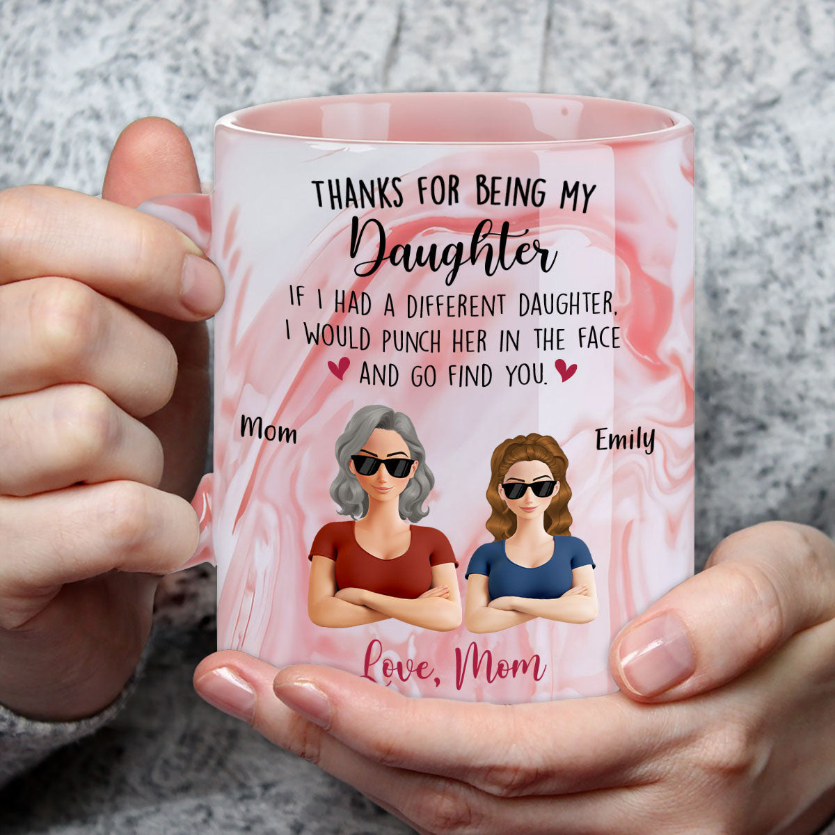 Forever My Little Sunshine - Personalized Custom Pink Marble Mug