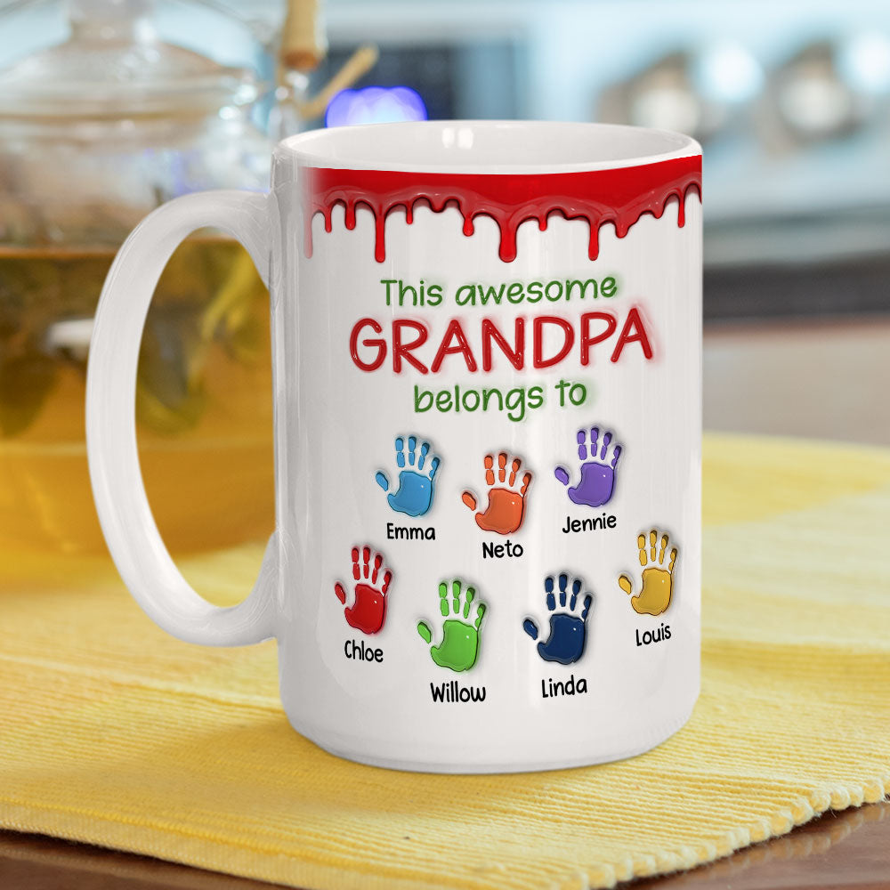 This Awesome Dad Belongs To Us - Personalized Custom 3D Inflated Effect Mug