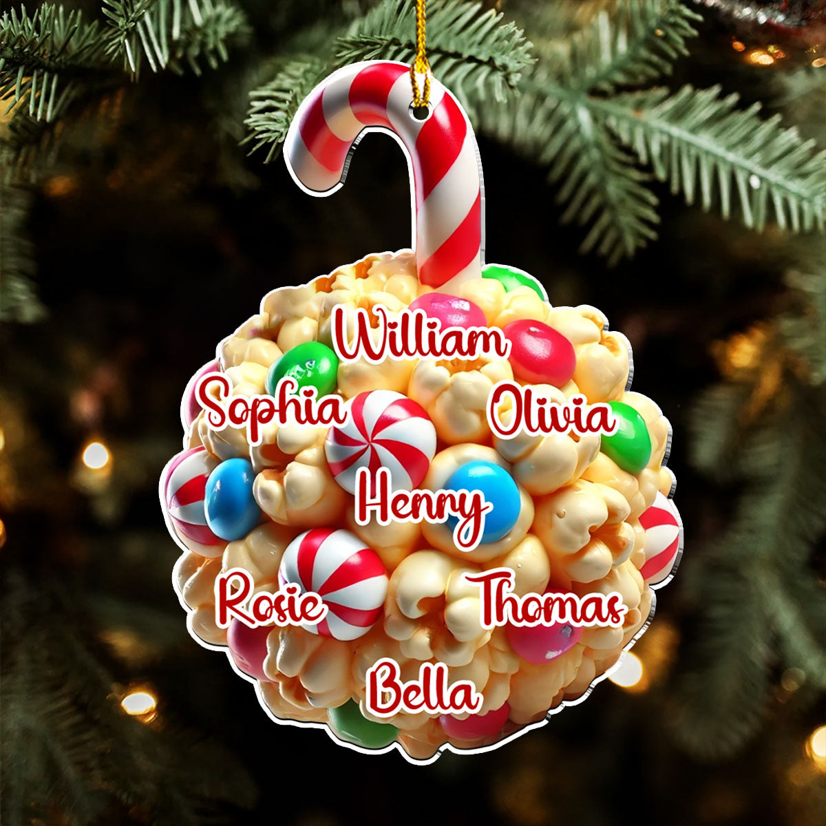 Popcorn Ball Custom Family Name - Personalized Custom Acrylic Ornament