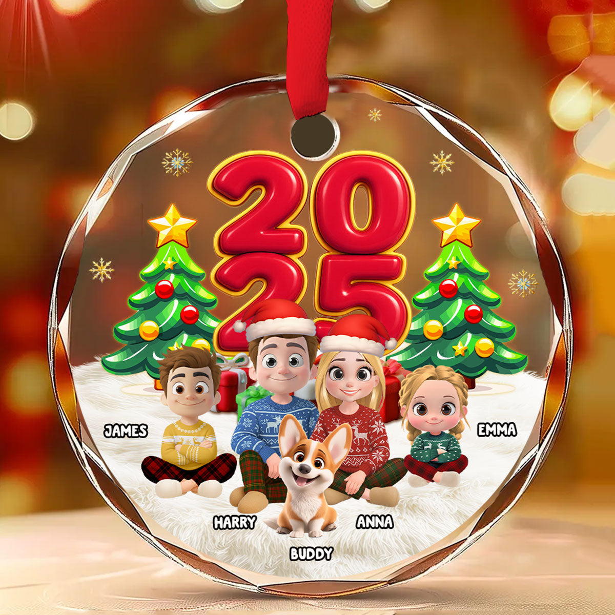 You Me And Our Kids -  Personalized Custom Glass Ornament