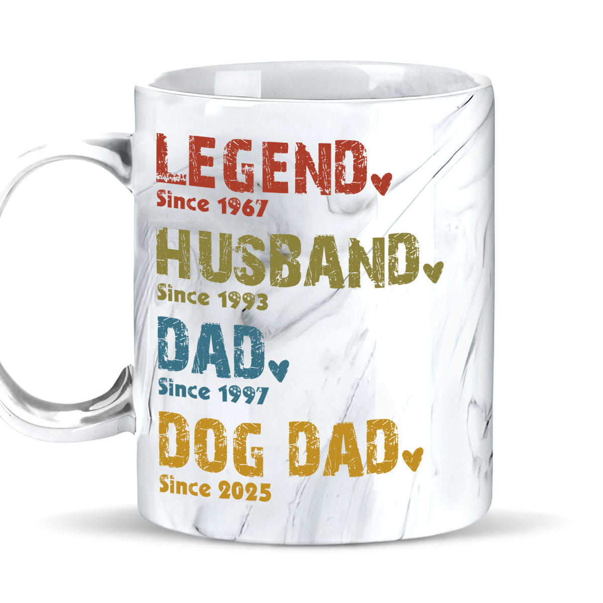 Legend, Husband, Dad, Grandpa - Personalized Custom Grey Marble Mug
