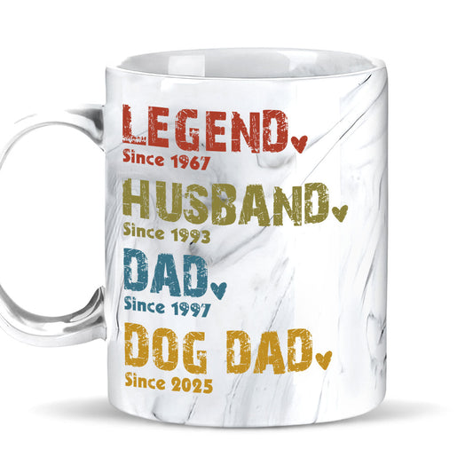 Legend, Husband, Dad, Grandpa - Personalized Custom Grey Marble Mug