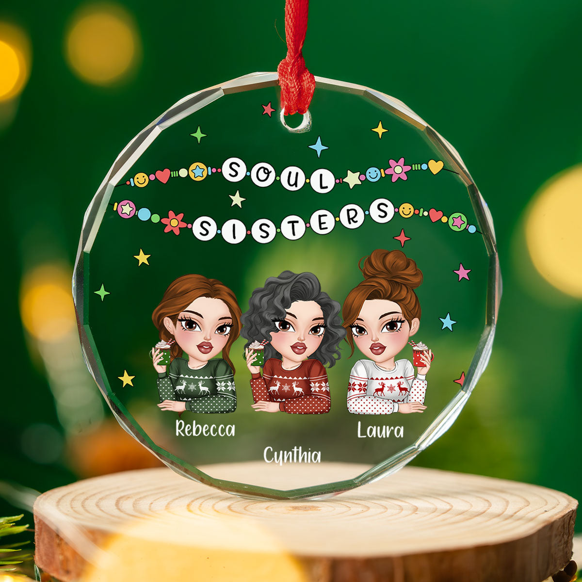 Friendship Bracelet - Personalized Custom Glass Ornament
