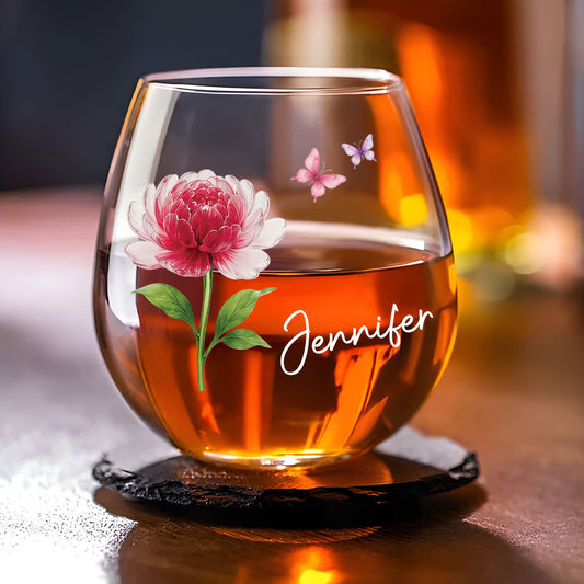 Flower Power - Personalized Custom Wine Glass