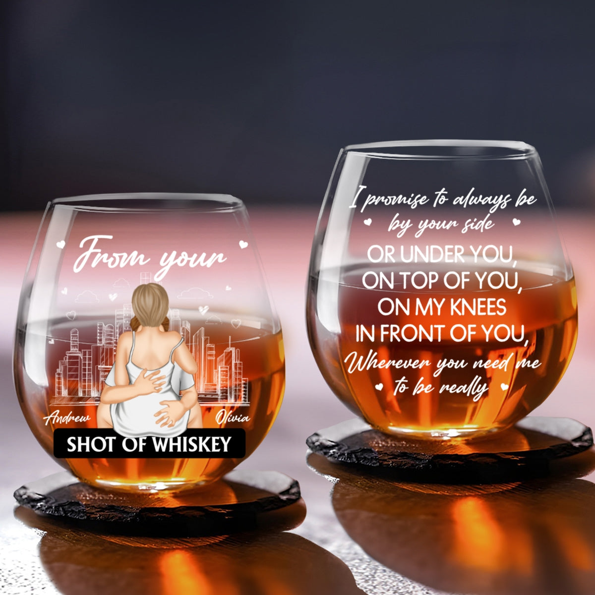 Promise To Always Be By Your Side - Personalized Custom Wine Glass