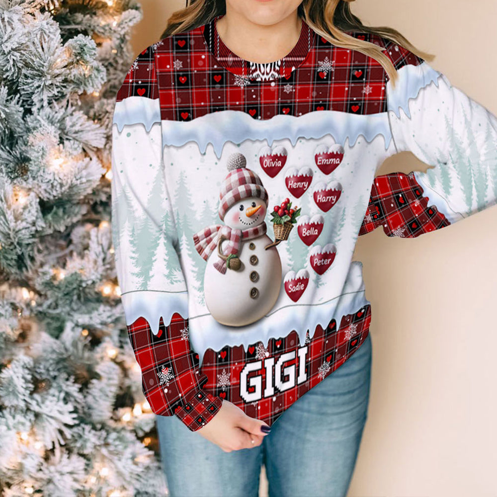 Snowman Grandma - Personalized Custom All-Over-Print Sweatshirt