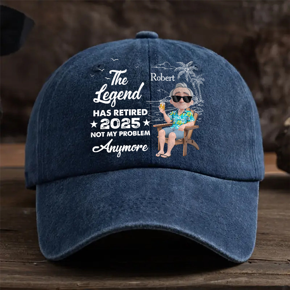 The Legend Has Retired Vintage - Personalized Custom Vintage Washed Denim Cap