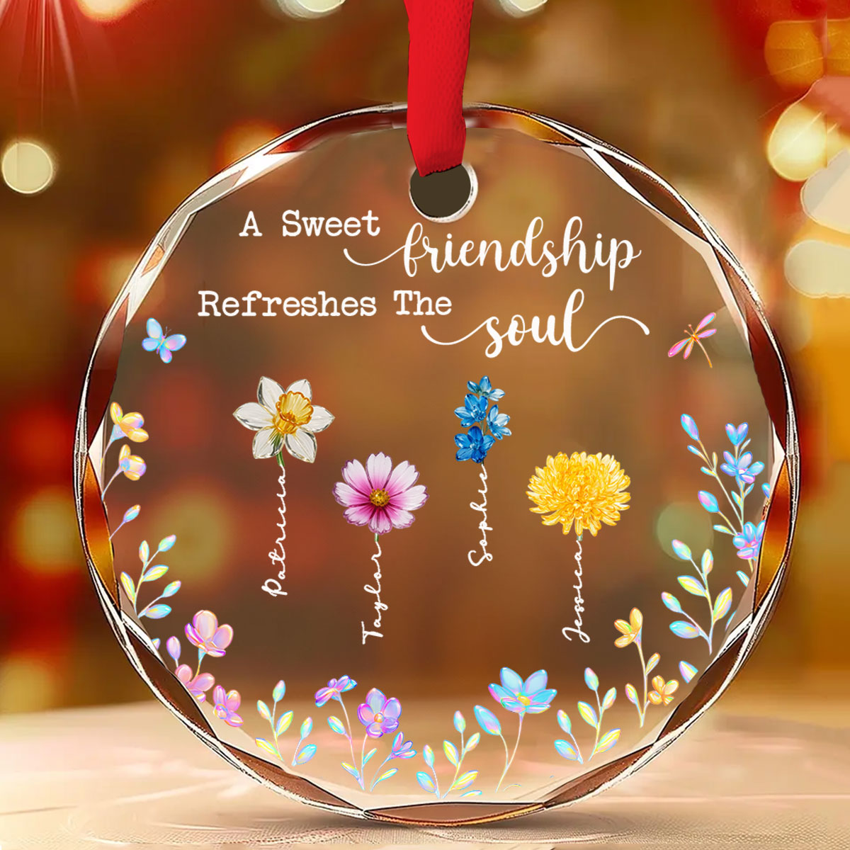 A Sweet Friendship - Personalized Custom Glass Ornament