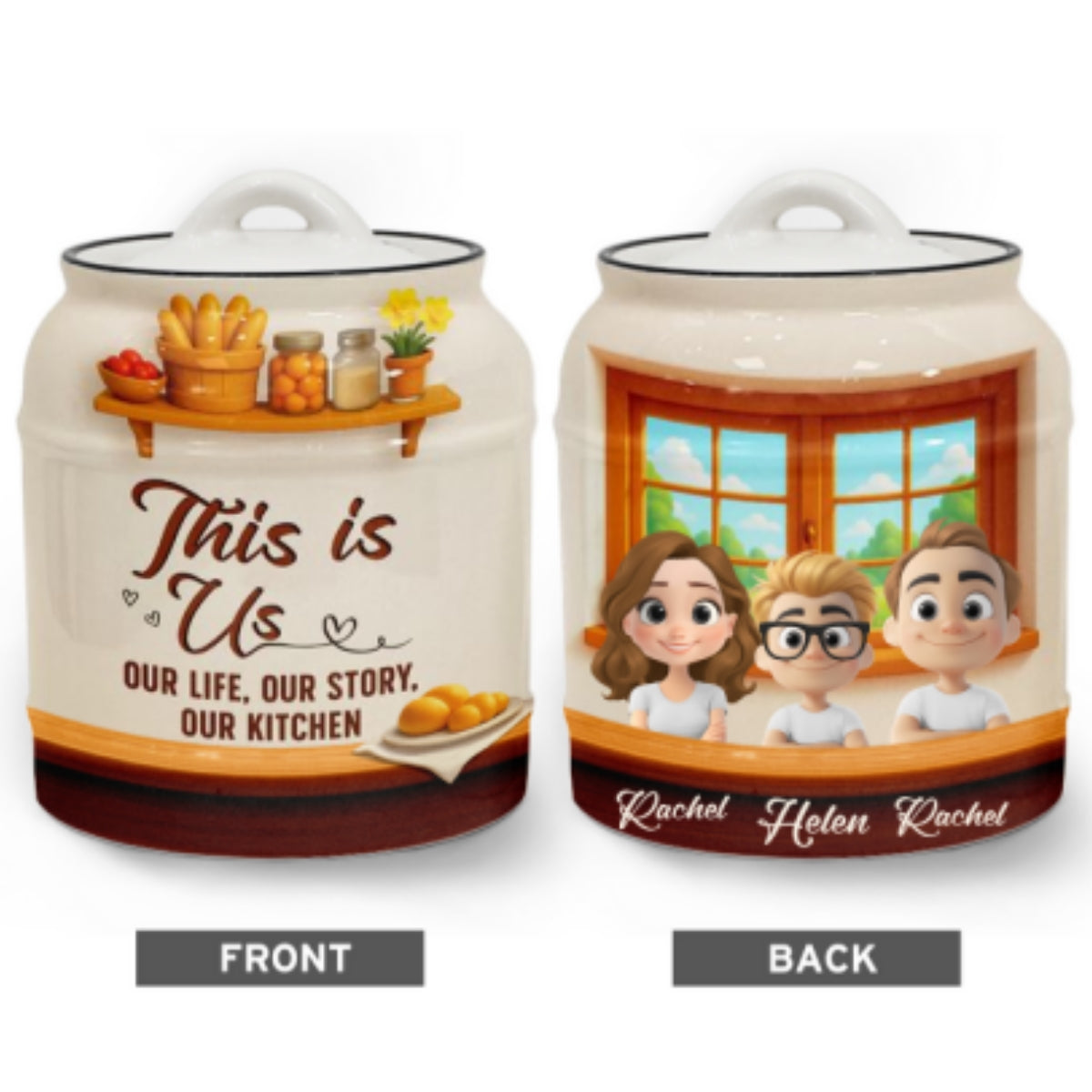 Our Life Our Story Our Kitchen - Personalized Custom Ceramic Jar
