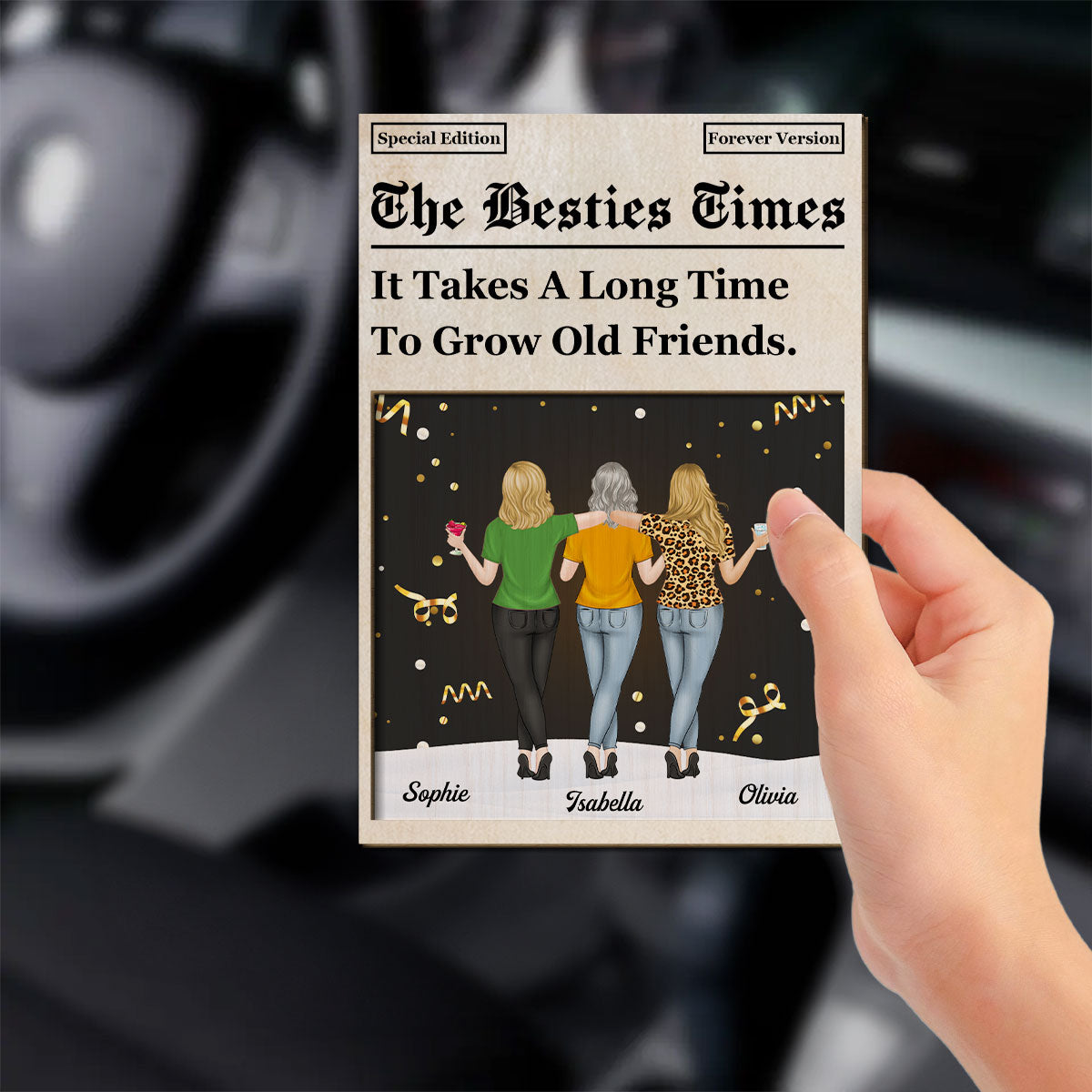 The Besties Times - Personalized Custom Car Visor Clip