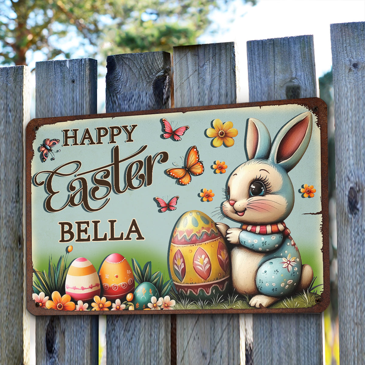 Bunny Festival Fun - Personalized Custom 3D Inflated Effect Metal Sign