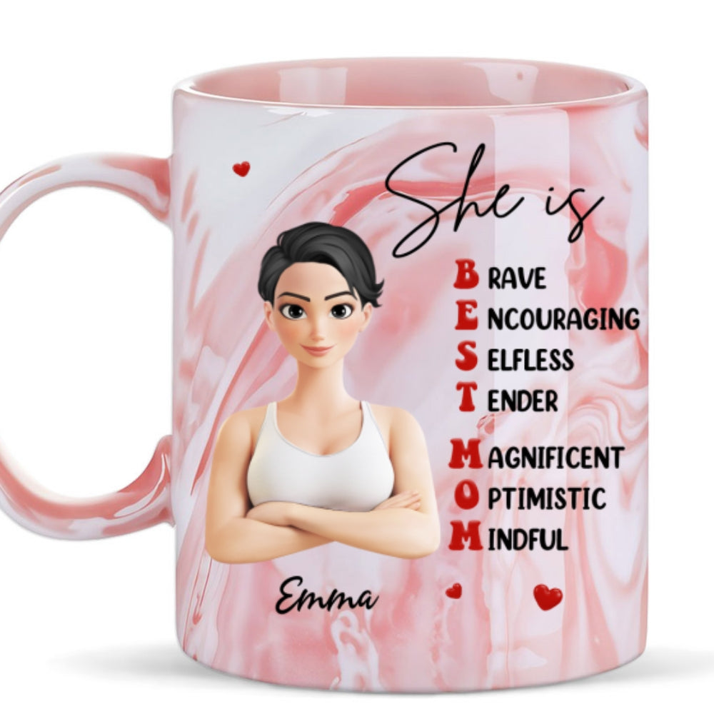 Best Mom - Personalized Custom Pink Marble Mug