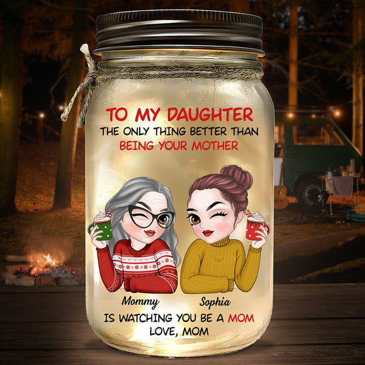 To My Daughter Merry Christmas - Personalized Custom Mason Jar Light