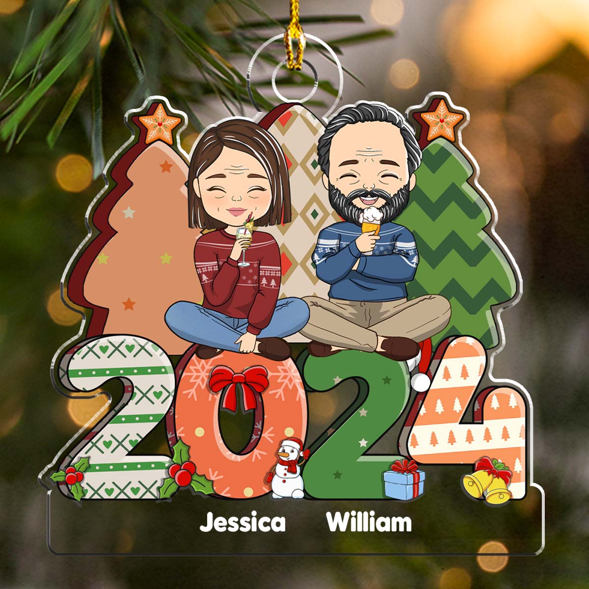 Family Christmas Gift - Personalized Custom Acrylic Ornament