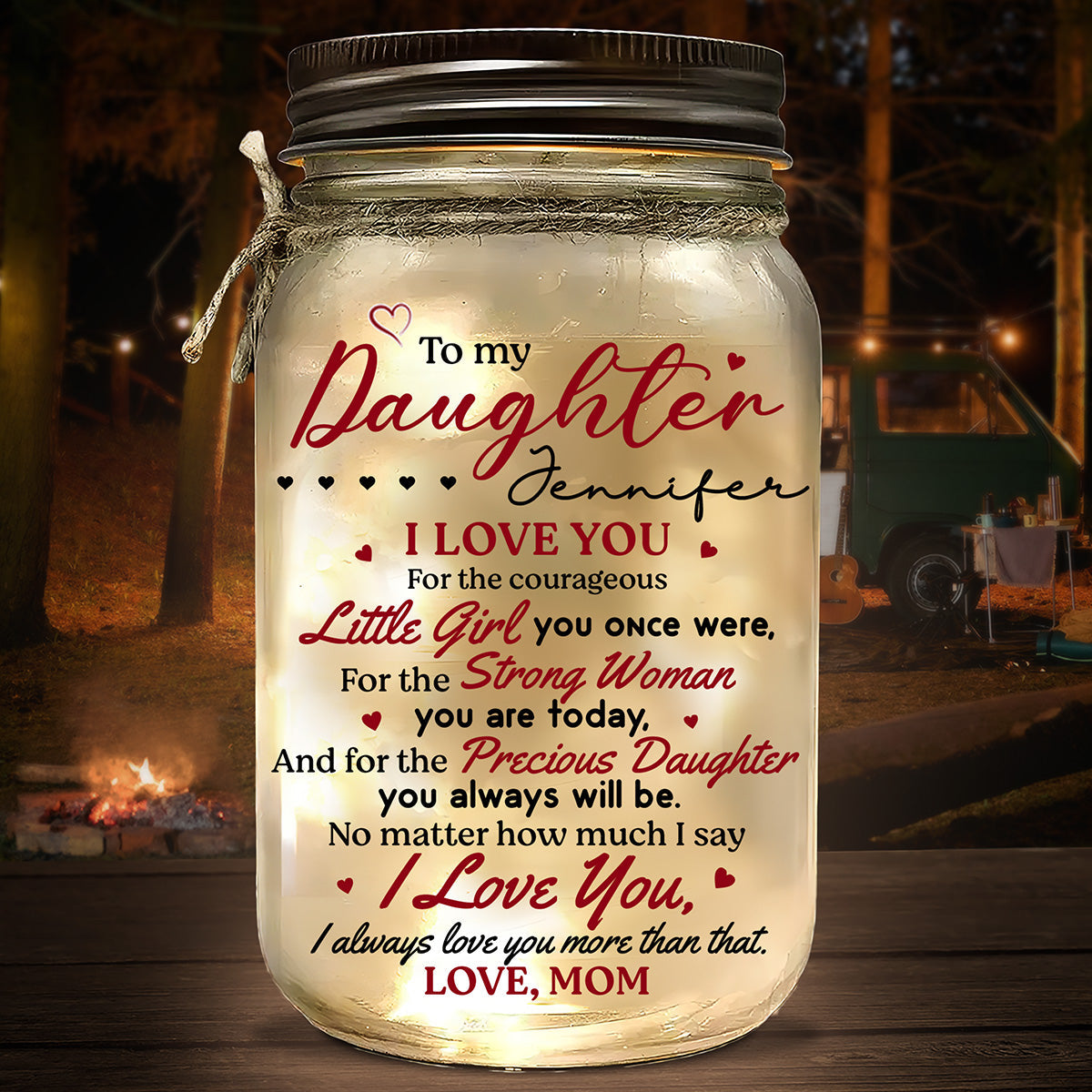 To My Daughter Version 2 - Personalized Custom Mason Jar Light