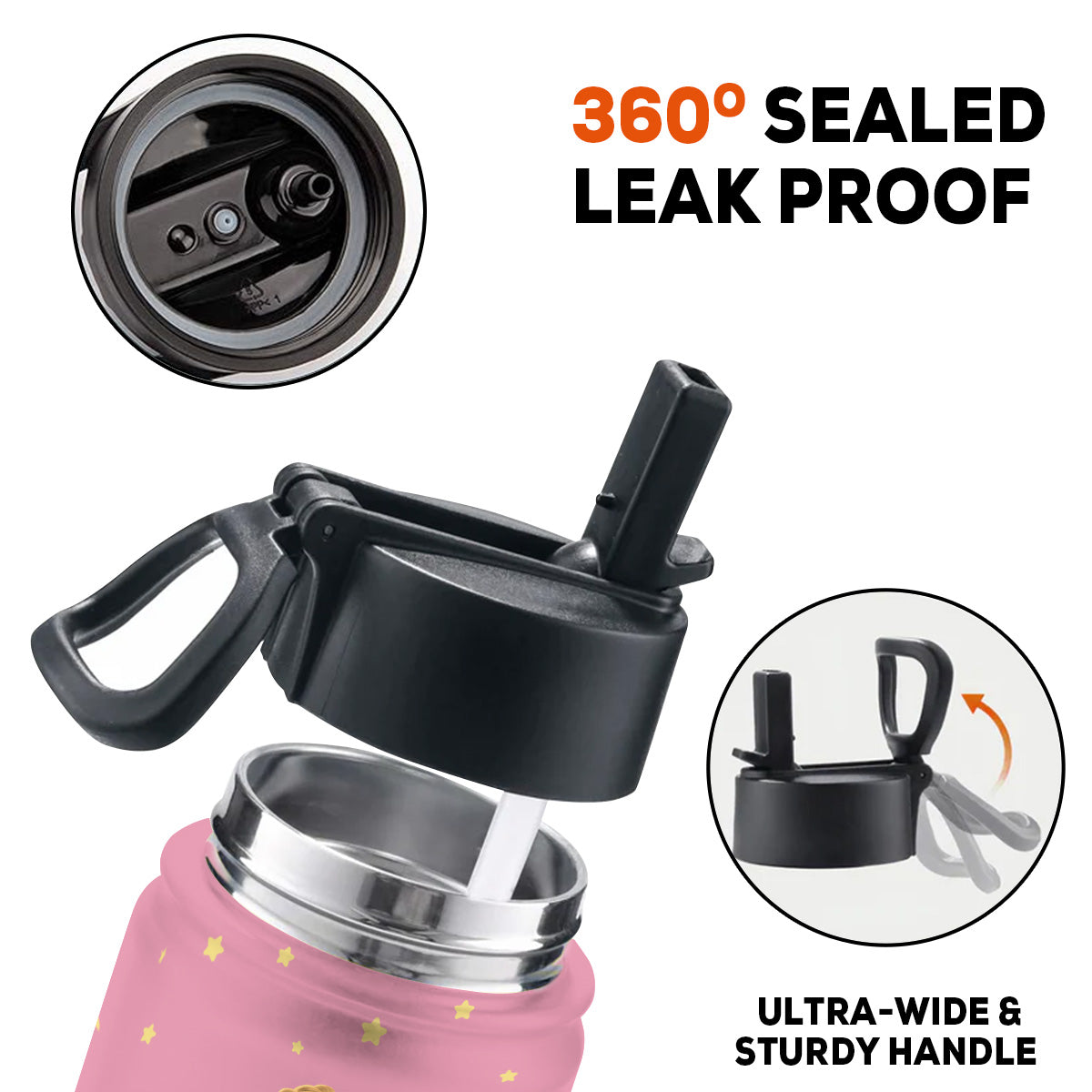 Cute Kid With Cloudy - Personalized Custom Kids Water Bottle