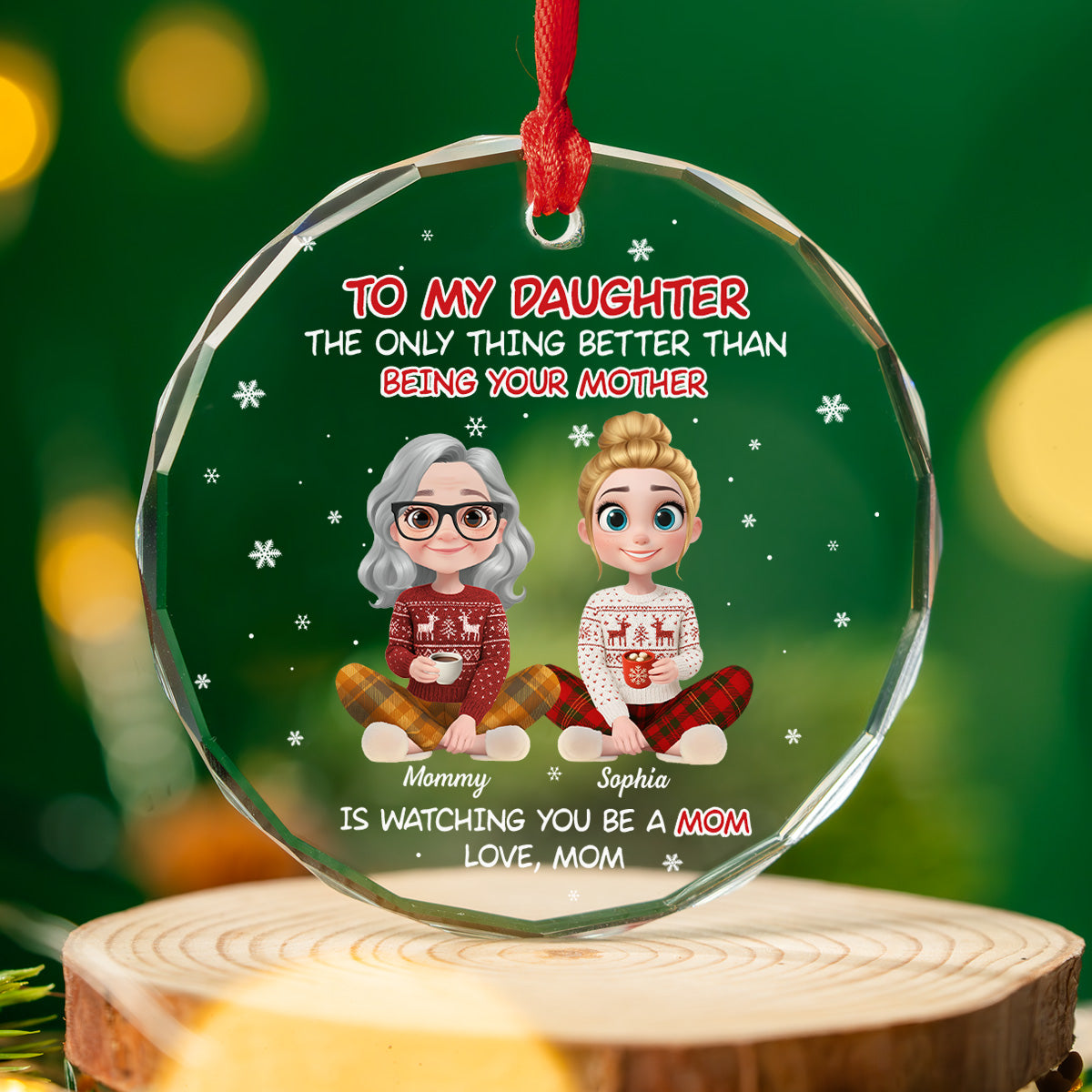 Watching You Become A Mother - Personalized Custom Glass Ornament