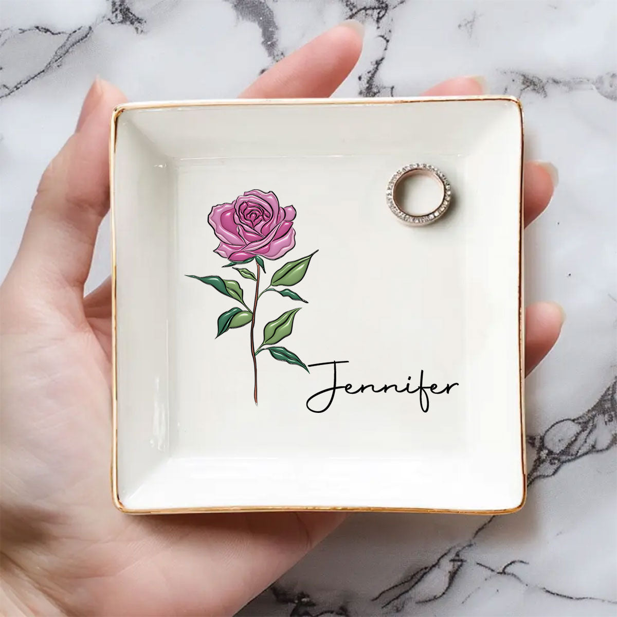 Friends Are Flowers That Never Fade - Personalized Custom 3D Inflated Effect Jewelry Dish