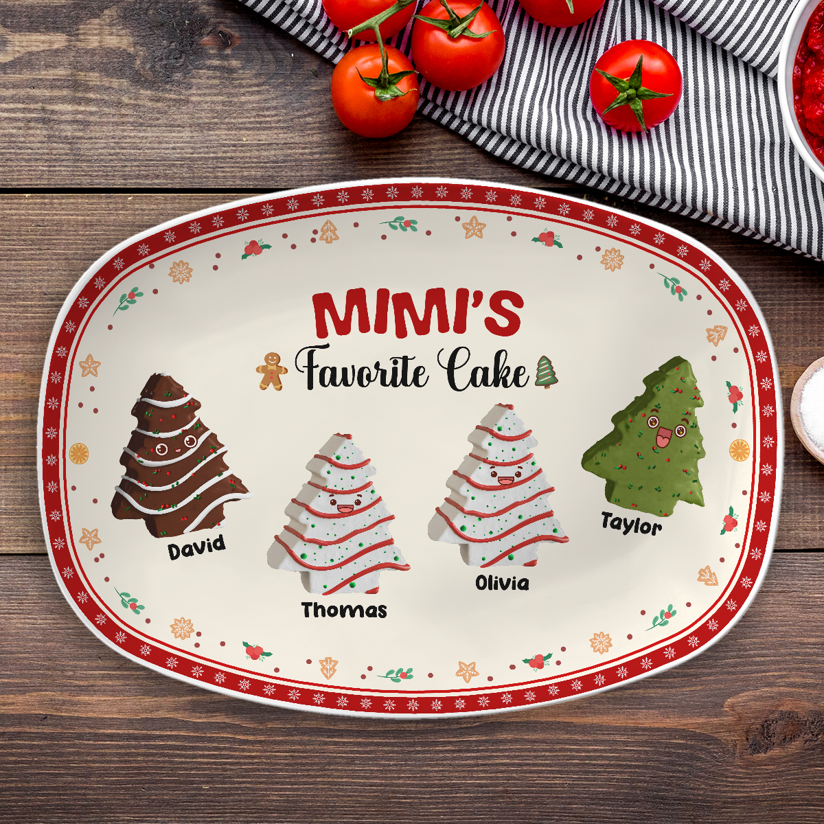 Favorite Christmas Tree Cake Of Grandma - Personalized Custom Platter