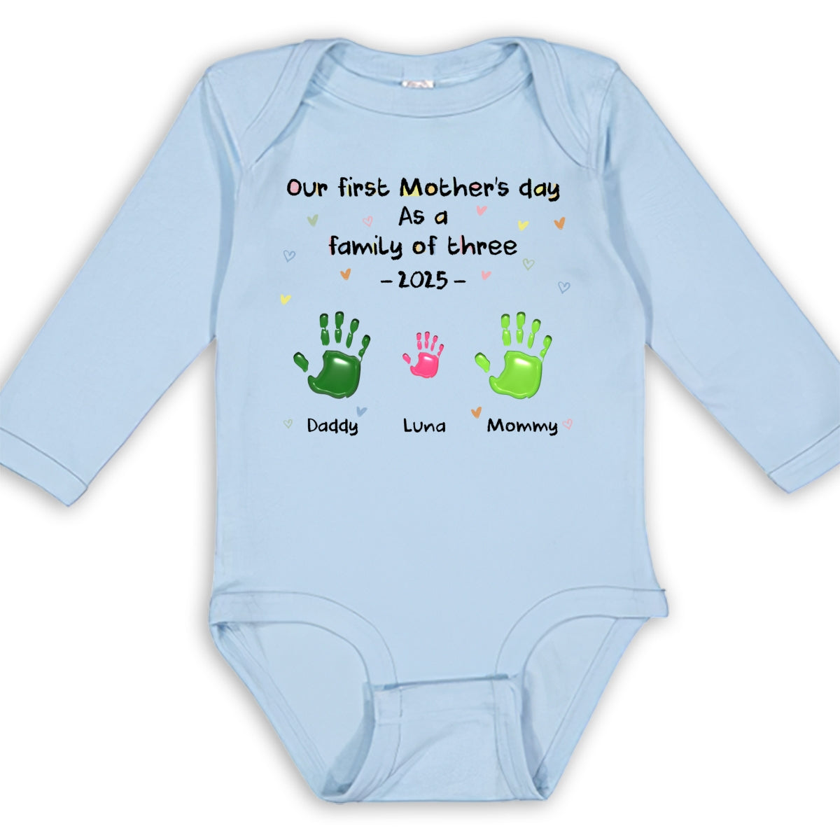 First Mother Day - Personalized Custom Long Sleeve Baby Onesie
