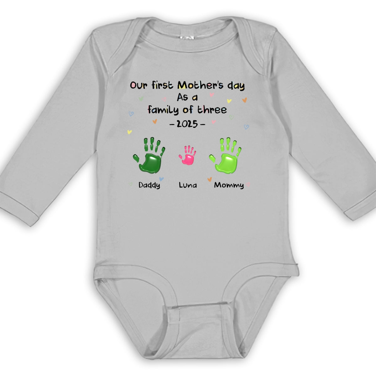 First Mother Day - Personalized Custom Long Sleeve Baby Onesie