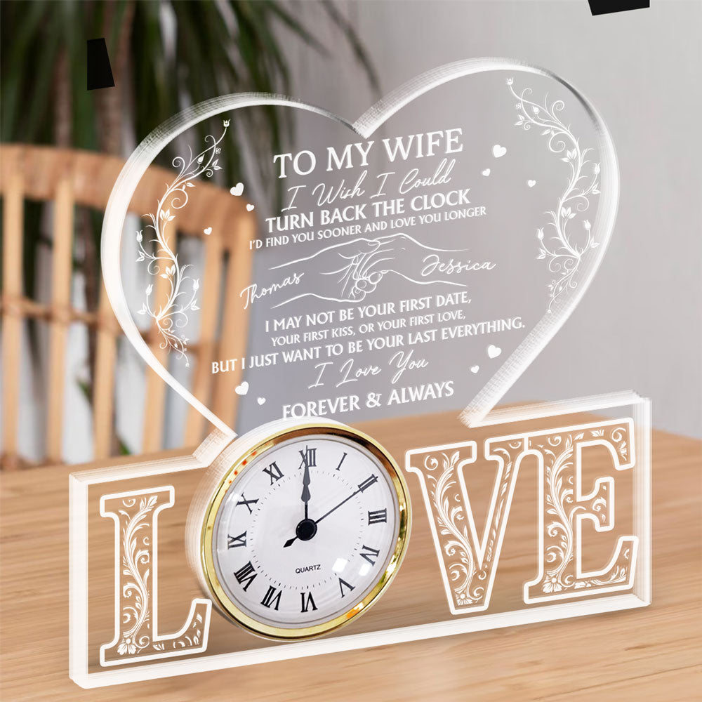Turn Back The Clock - Personalized Custom Acrylic Desk Clock Plaque