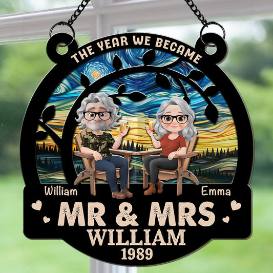 The Year We Became Mr And Mrs - Personalized Custom Suncatcher