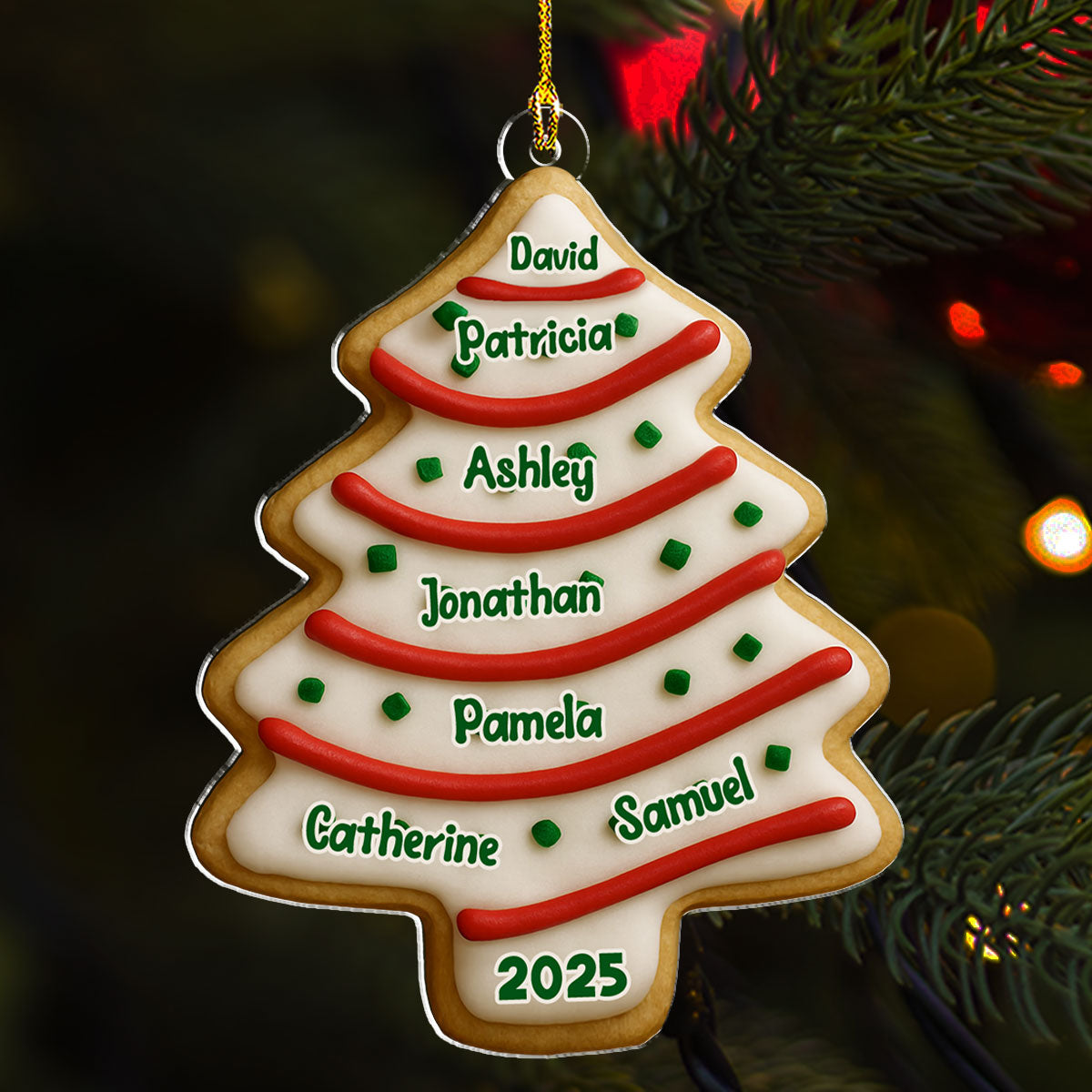 Family Christmas Tree Cake - Personalized Custom Acrylic Ornament