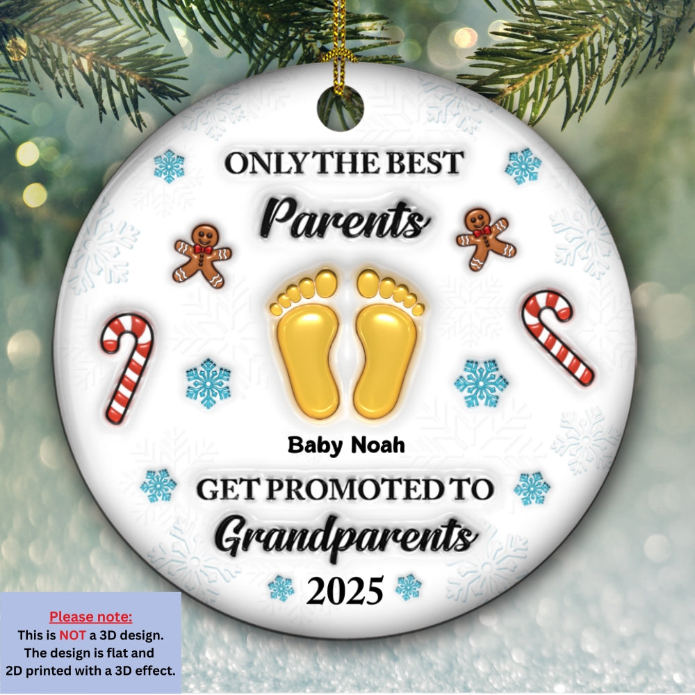 Congratulations On Your New Grandkid - Personalized Custom 3D Inflated Effect Ceramic Ornament