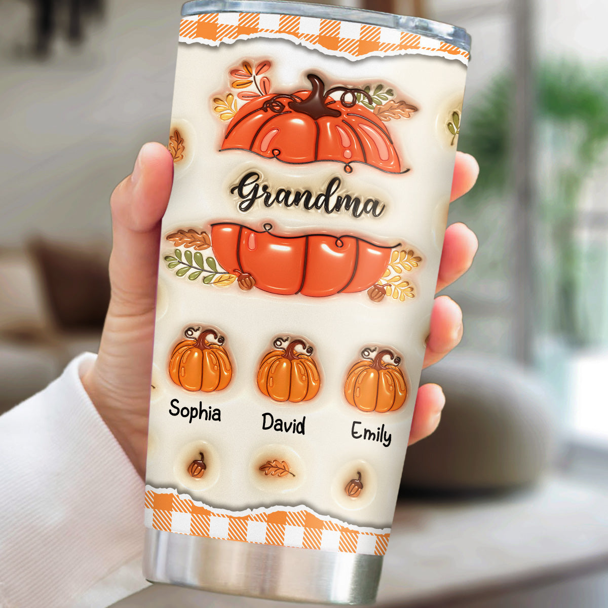 Pumpkin Grandma - Personalized Custom 3D Inflated Effect Tumbler