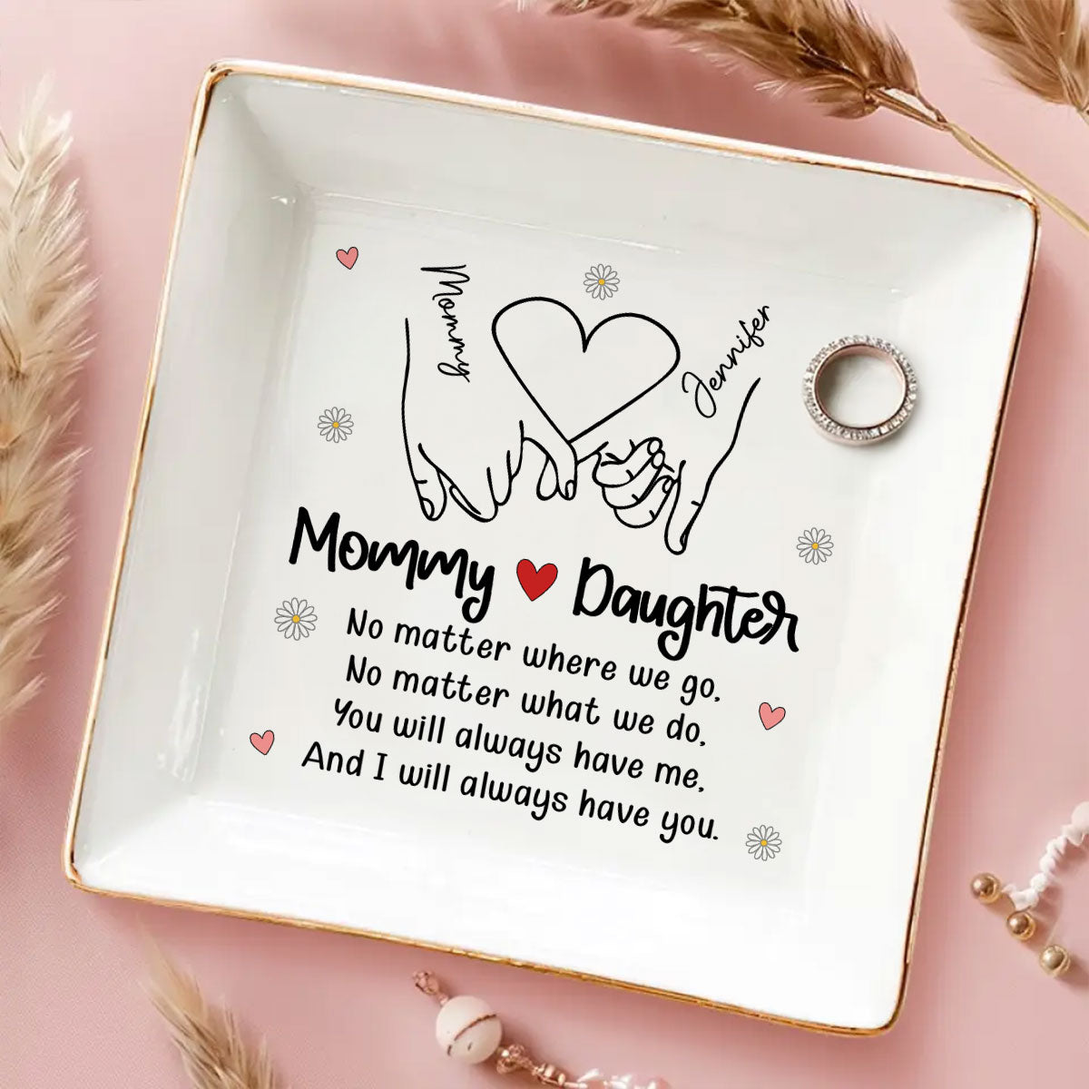 Mother And Daughter - Personalized Custom Jewelry Dish